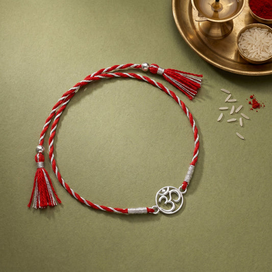 Silver Om Shubh Raksha Rakhi