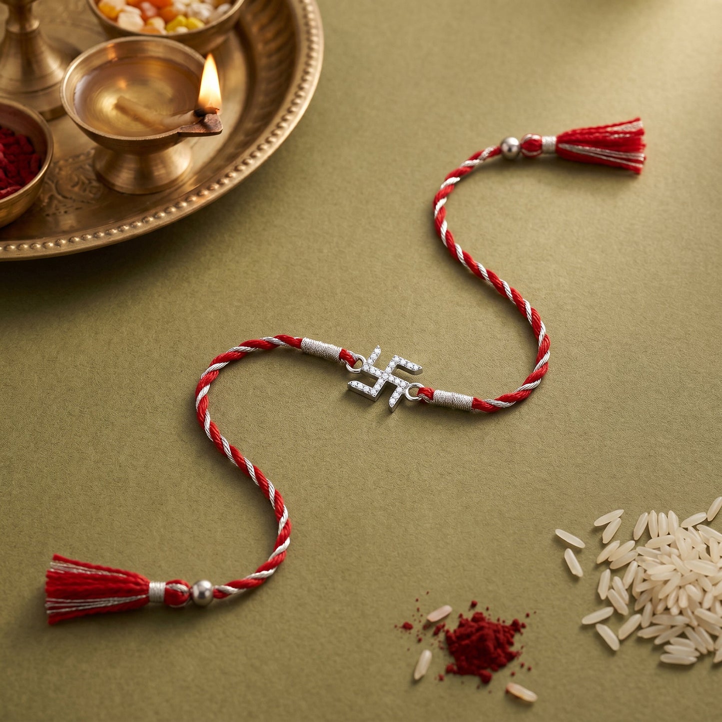 Silver Symbolic Swastik Rakhi