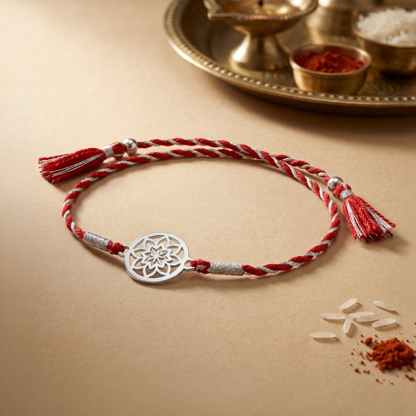 Silver Kusum Chakra Rakhi