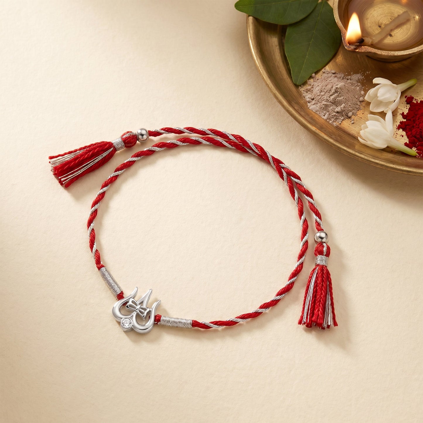 Silver Trishul Damaru Raksha Rakhi
