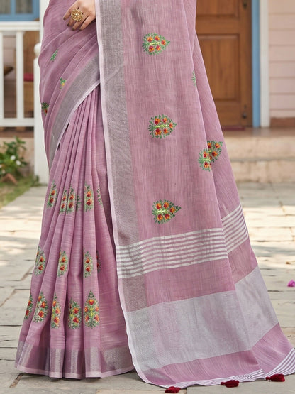 Shree Shyam Fashion Light Purple Linen Saree