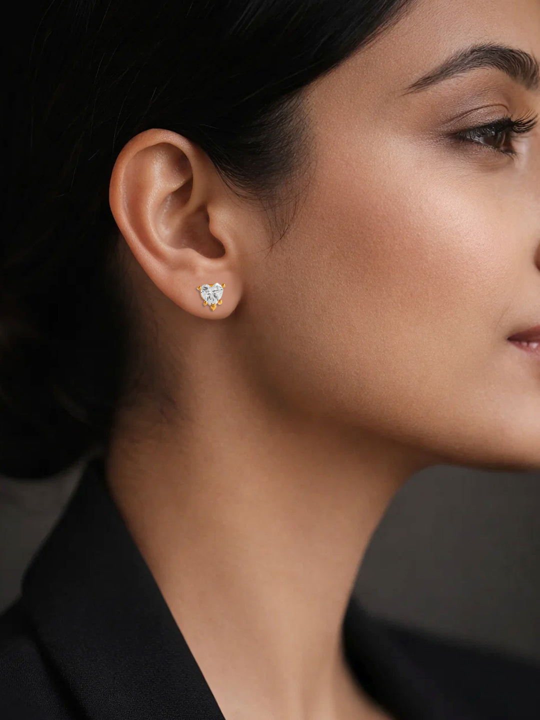 925 Silver Minimal Heart Stud Earrings