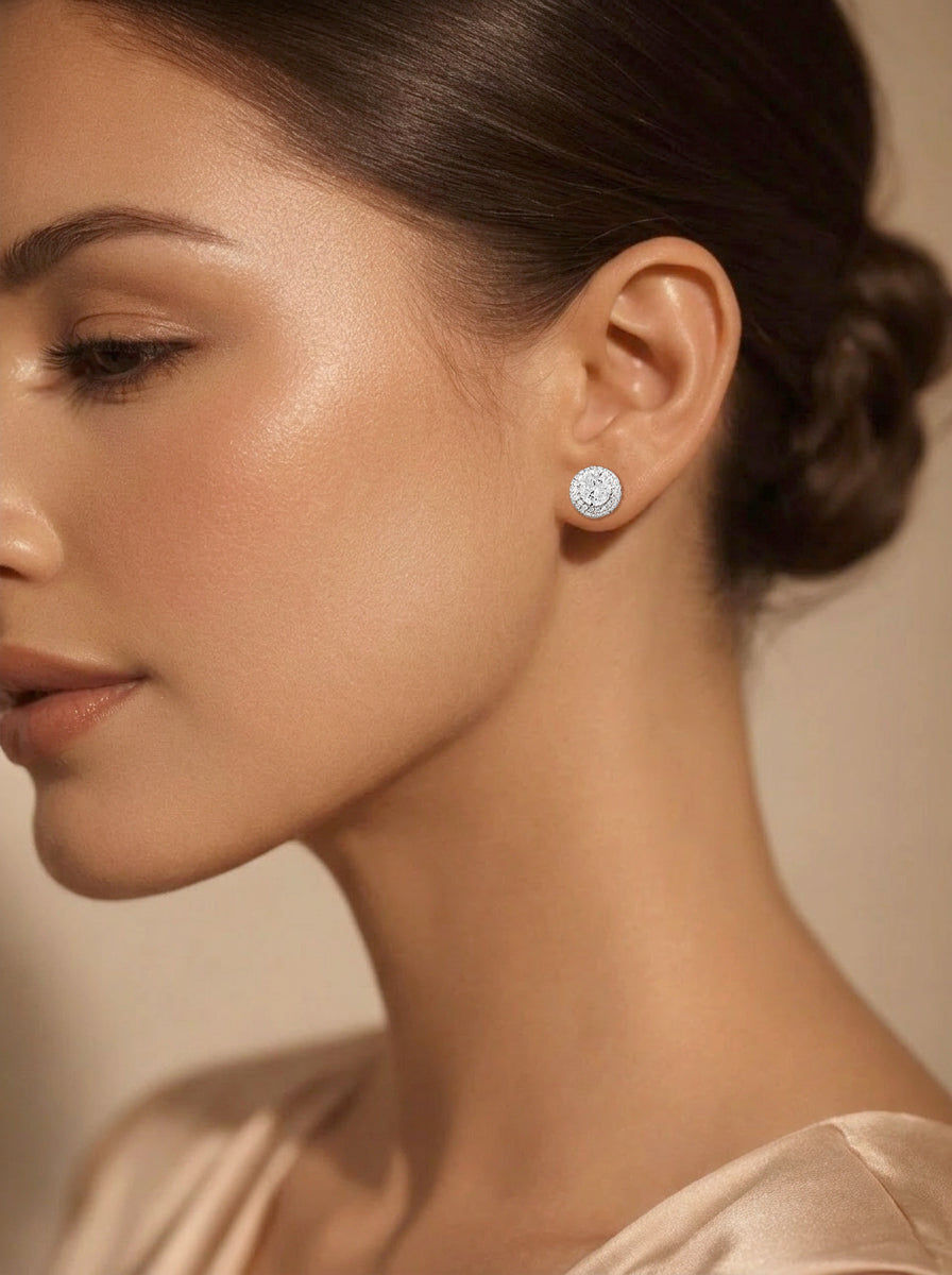 925 Fine Silver Solitaire Zirconia Statement Stud Earrings