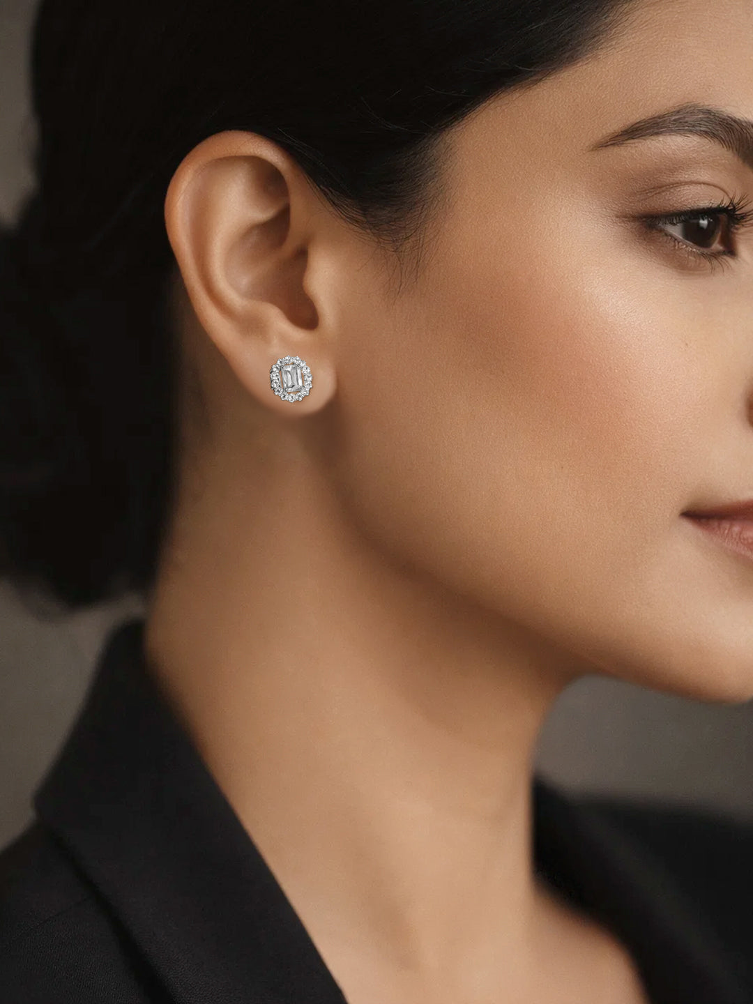 925 Fine Silver Crystal Cluster Stud Earrings