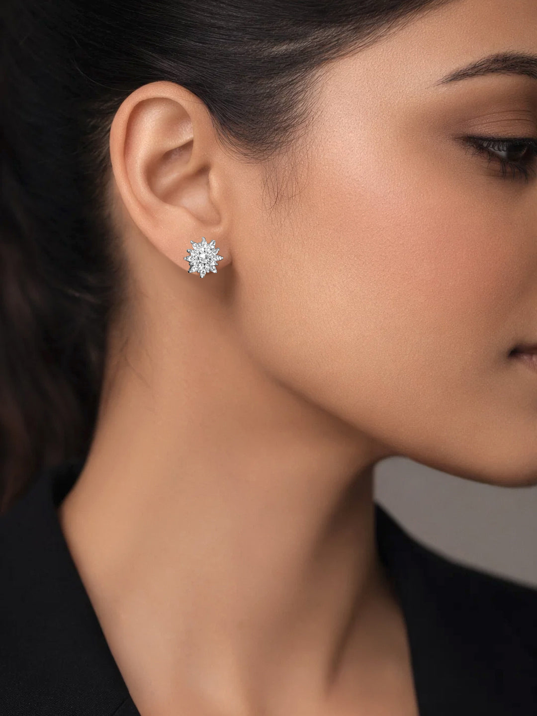 925 Fine Silver Mini Crystal Stud Earrings