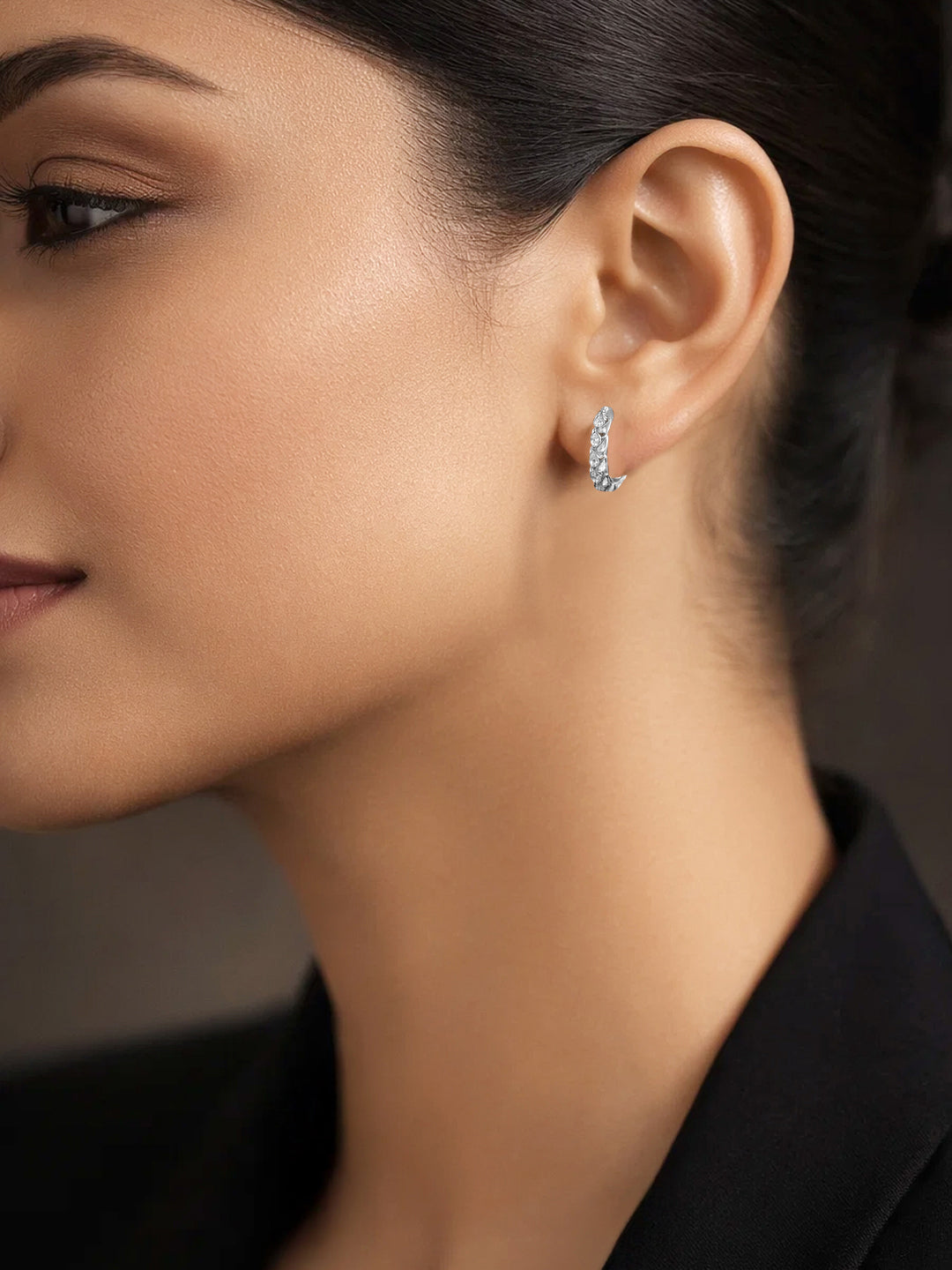 925 Fine Silver Crystal Layered Hoop Earrings