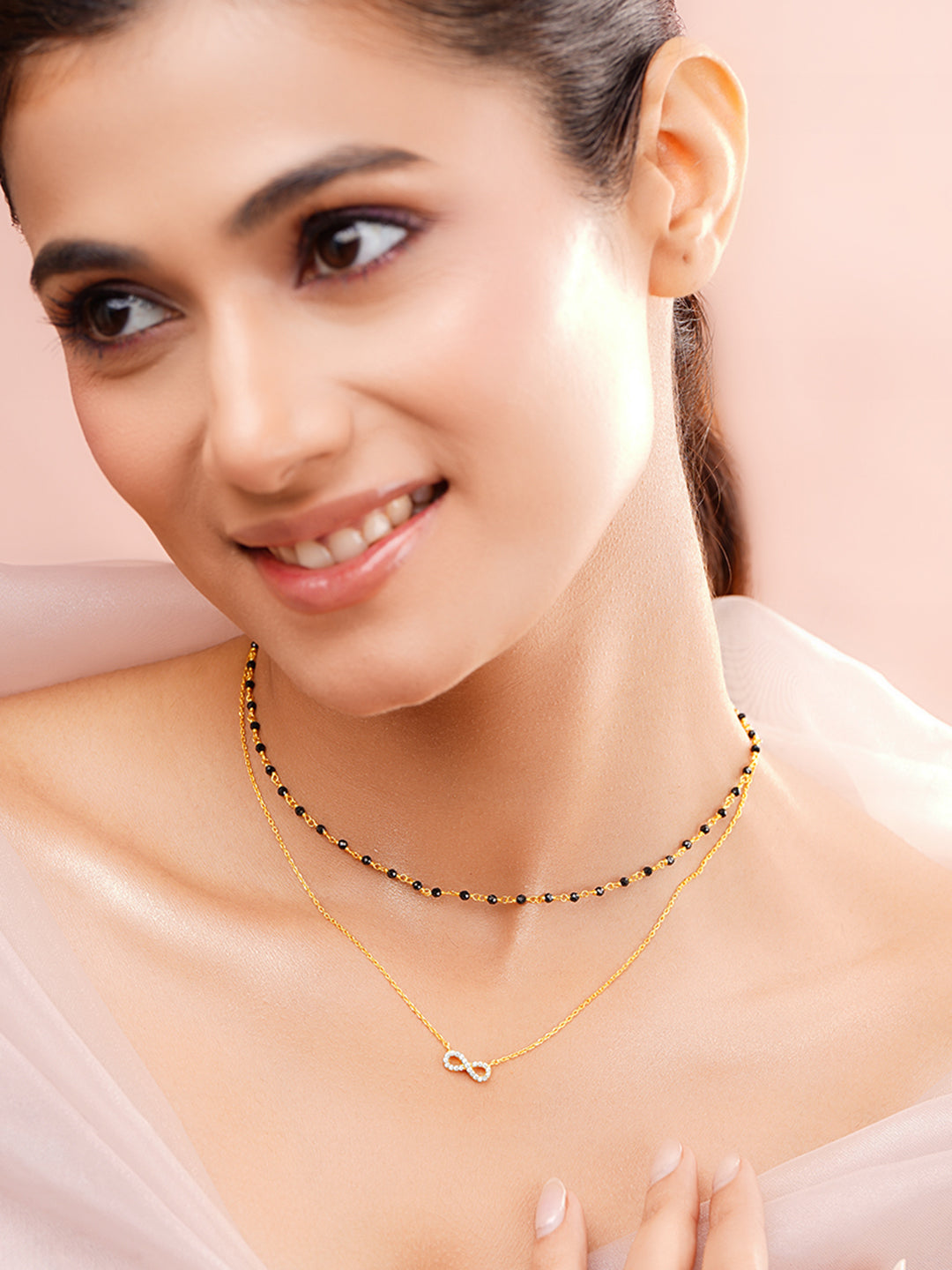 925 Fine Silver Infinity Double Chain Mangalsutra