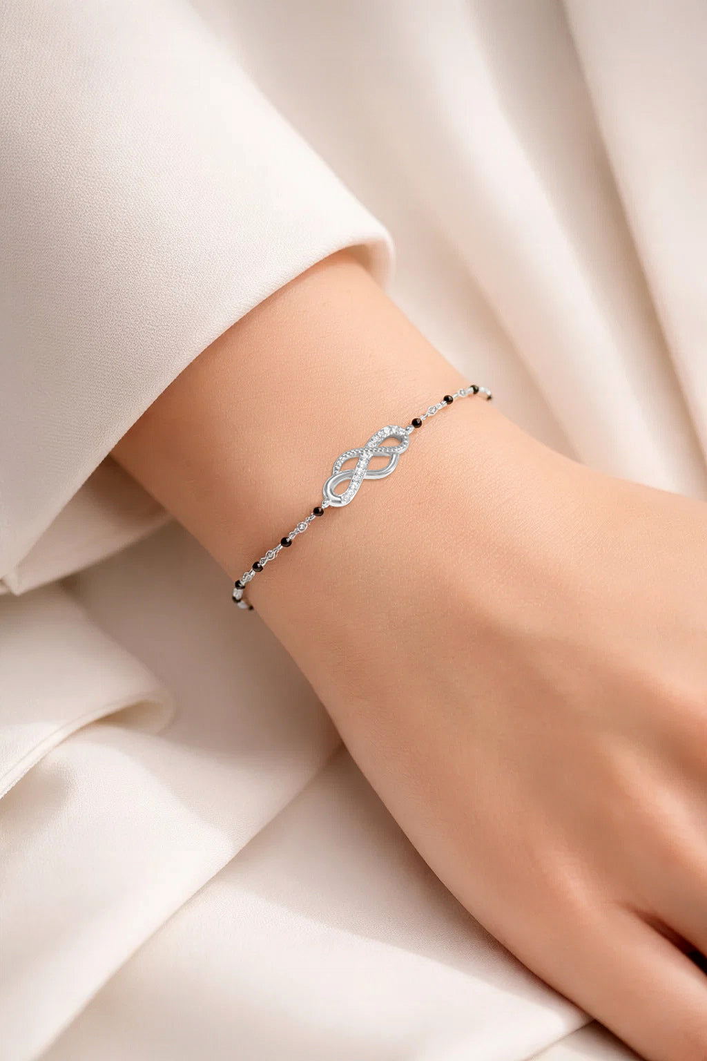 925 Fine Silver Infinity Love Charm Bracelet
