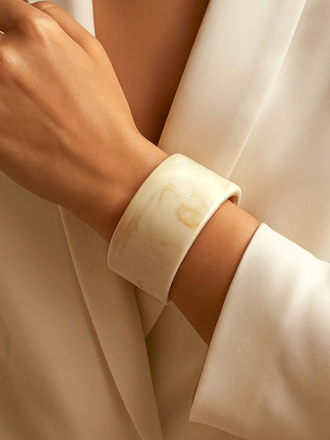 Marble Finish White Resin Bracelet