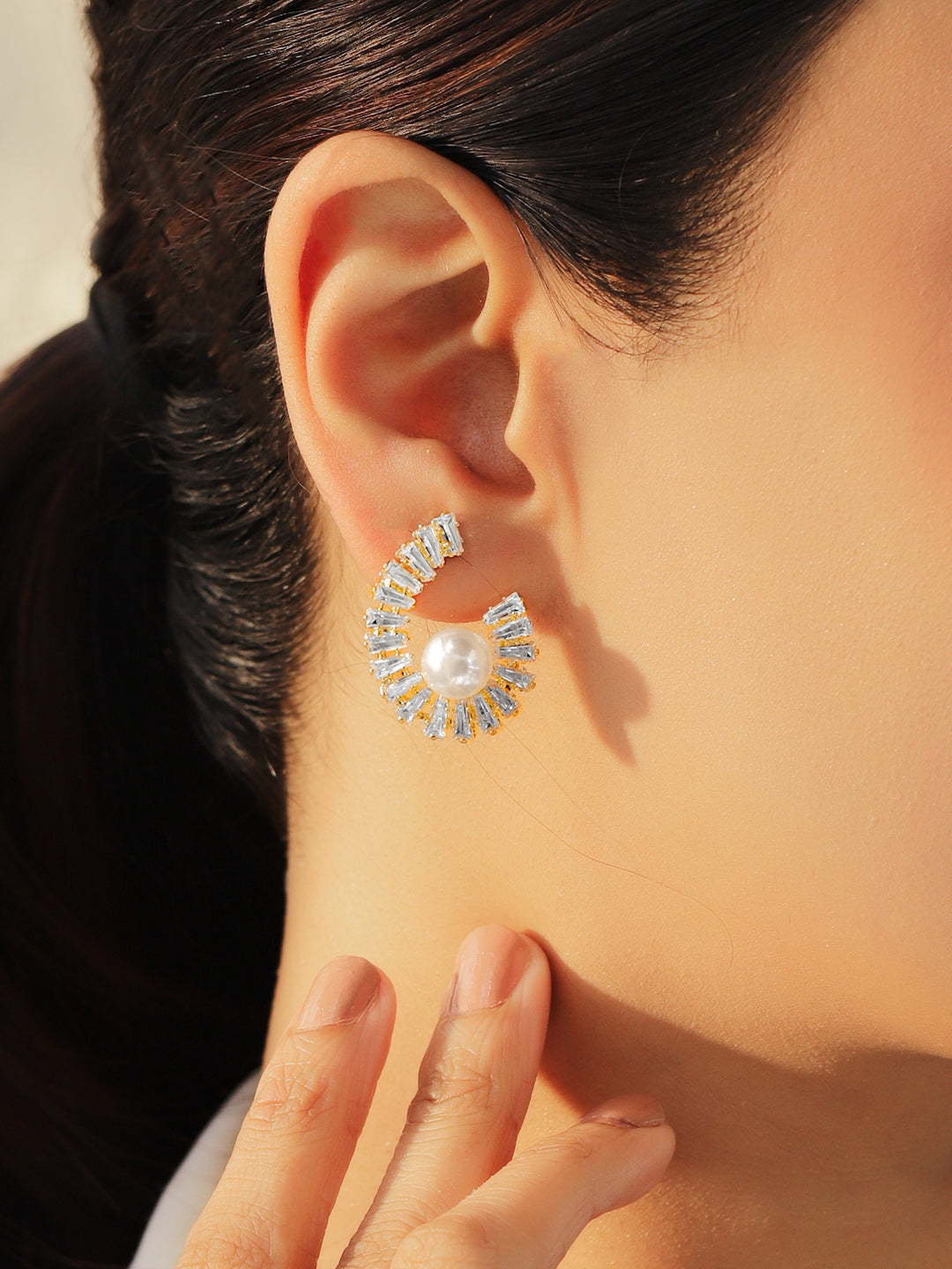 Pearl Crystal Stud Earrings