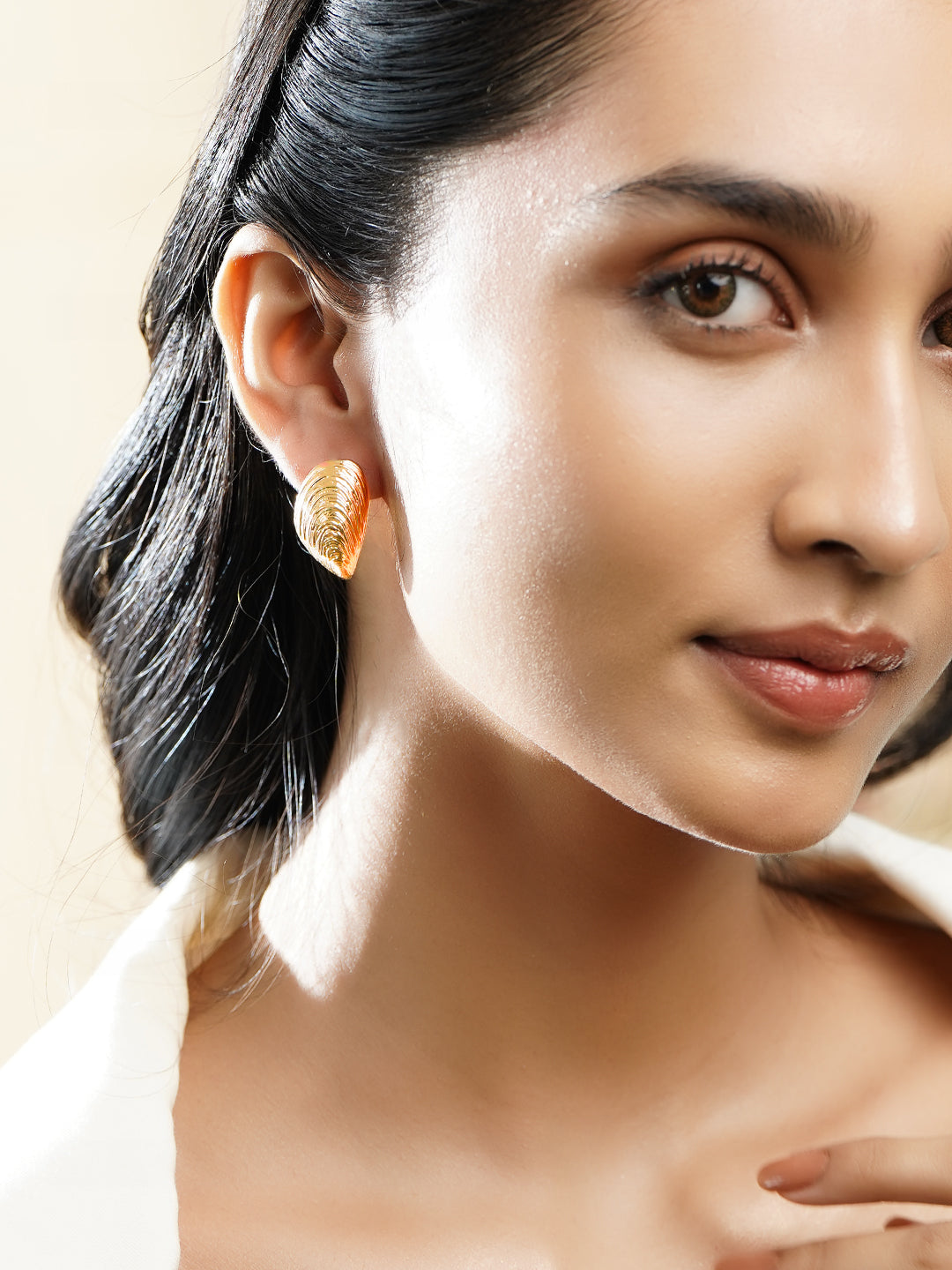 Textured Abstract Golden Studs