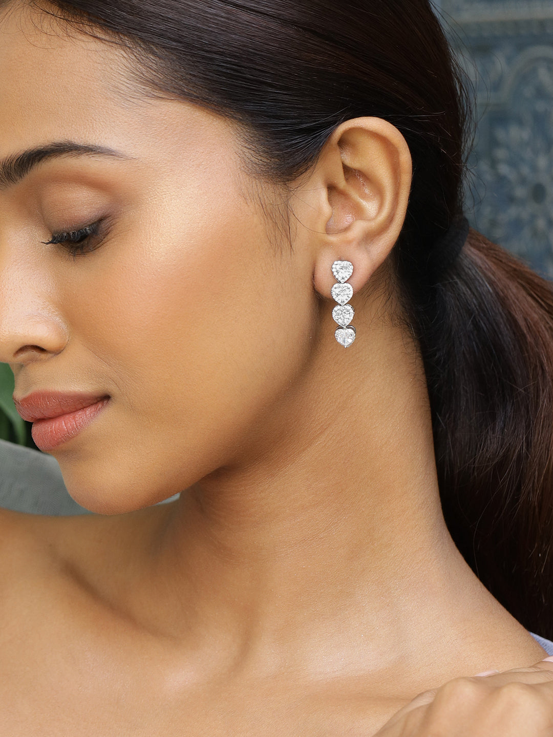 Chain of Love American Diamond Zirconia Earrings