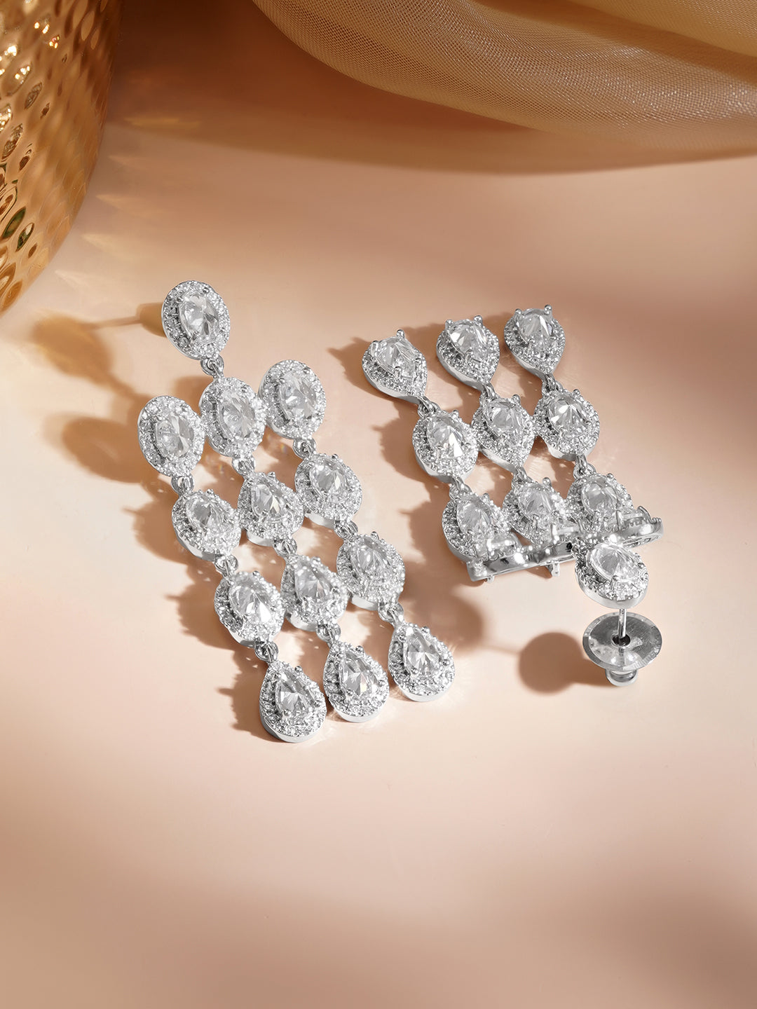 Crystal Cascade Tassel Dangler Earrings