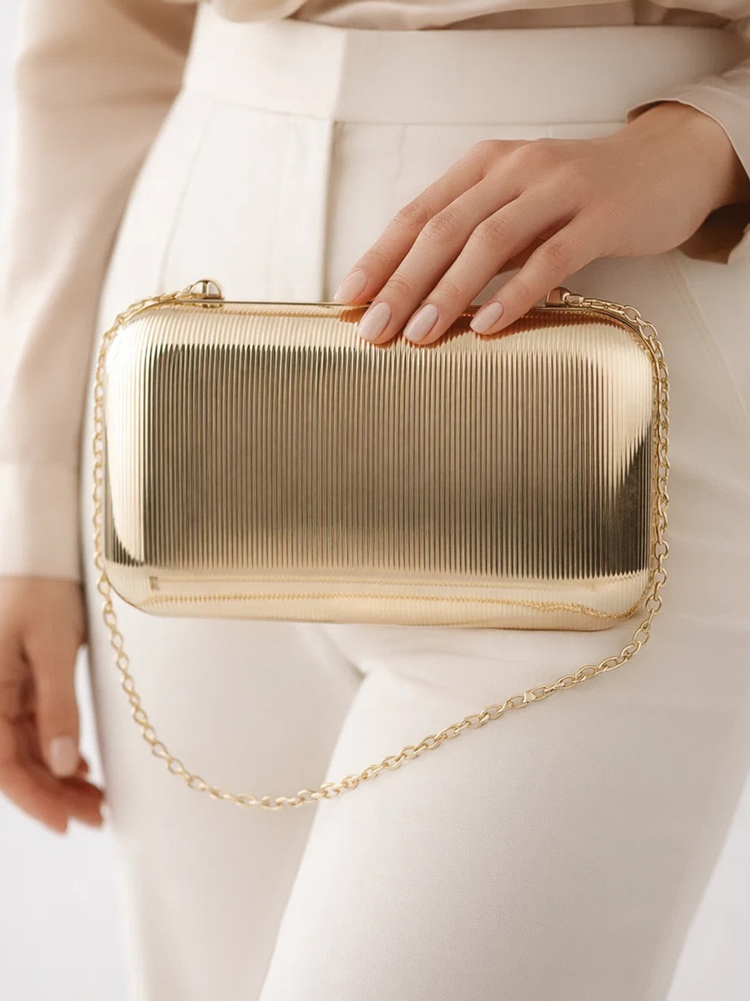 Luxe Gold Finish Evening Clutch