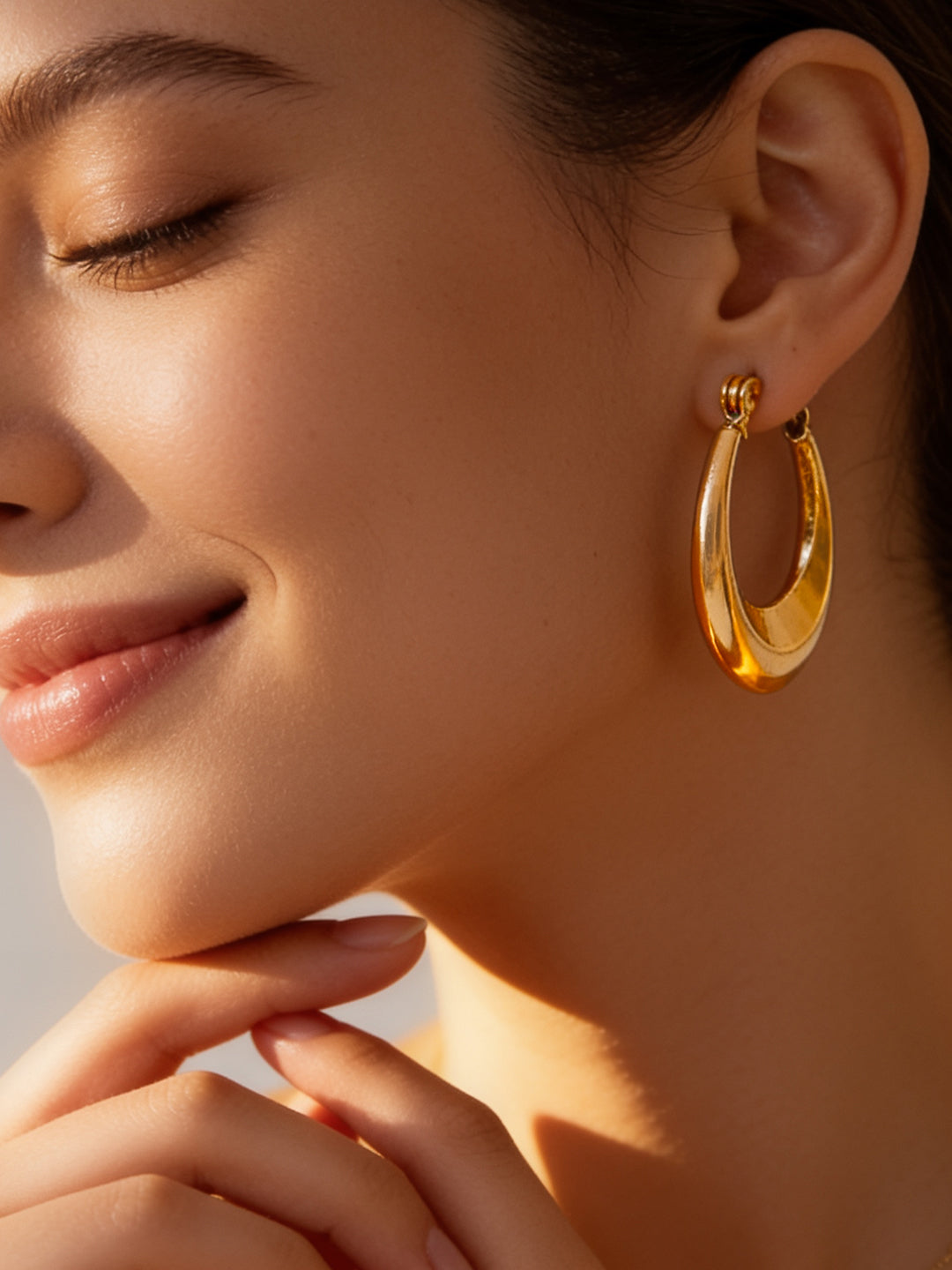 Demifine 18K Gold Plated Stainless Steel Chunky Hoop Earrings
