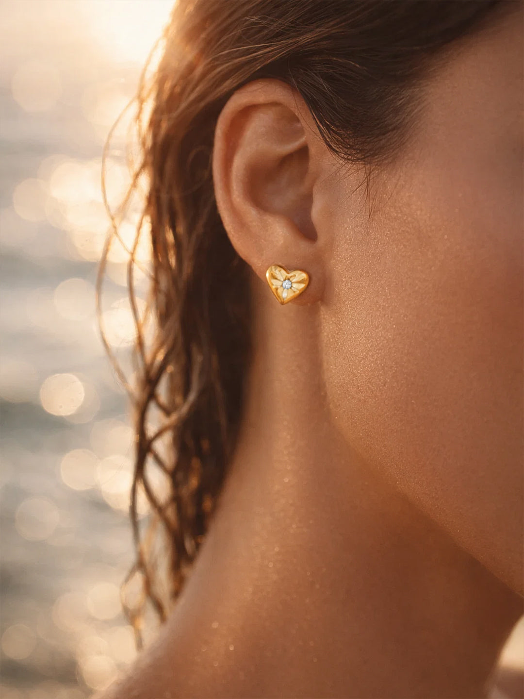 Demifine 18K Gold Plated Stainless steel Mini Heart Stud Earrings