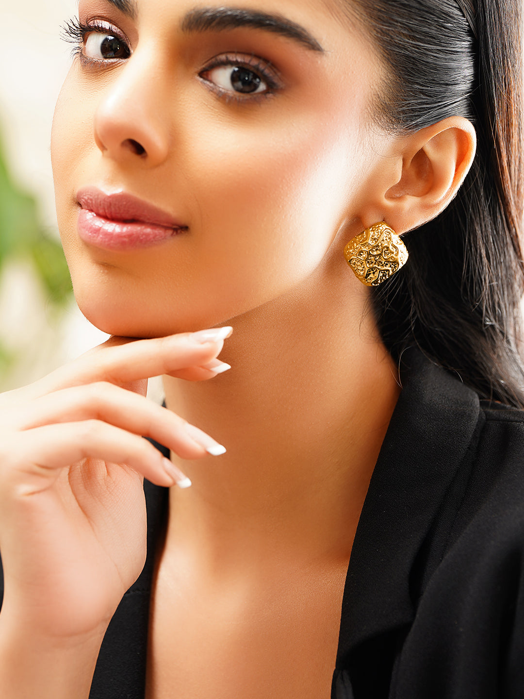 Demifine 18K Gold Plated Stainless Steel Statement Stud Earrings