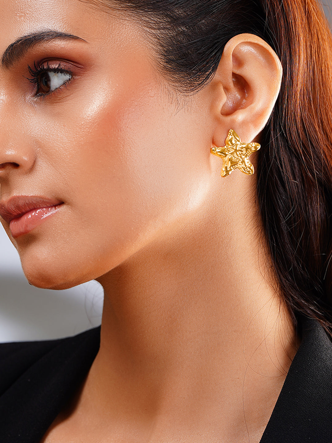 Demifine 18K Gold Plated Stainless steel Seaside Glow Star Studs Earrings
