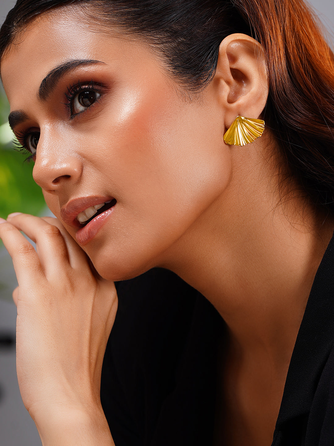 Demifine 18K Gold Plated Stainless steel Seaside Glow Statement Studs Earrings