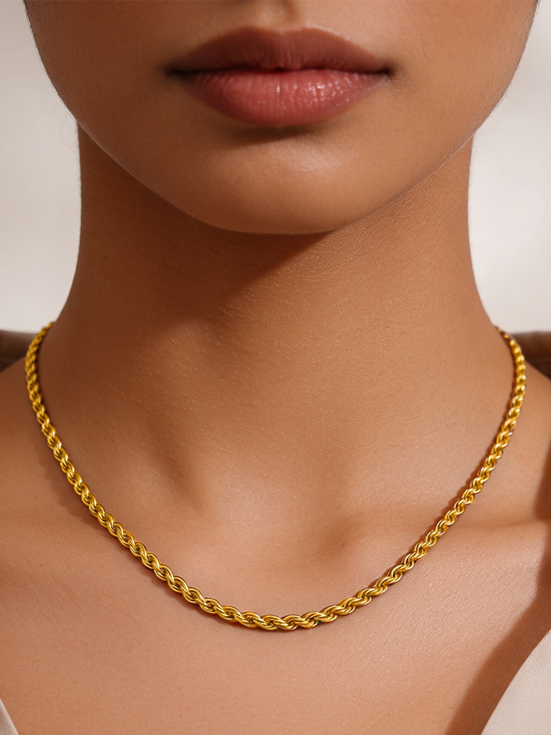 Demifine 18K Gold Plated Stainless steel Rope Chain Necklace