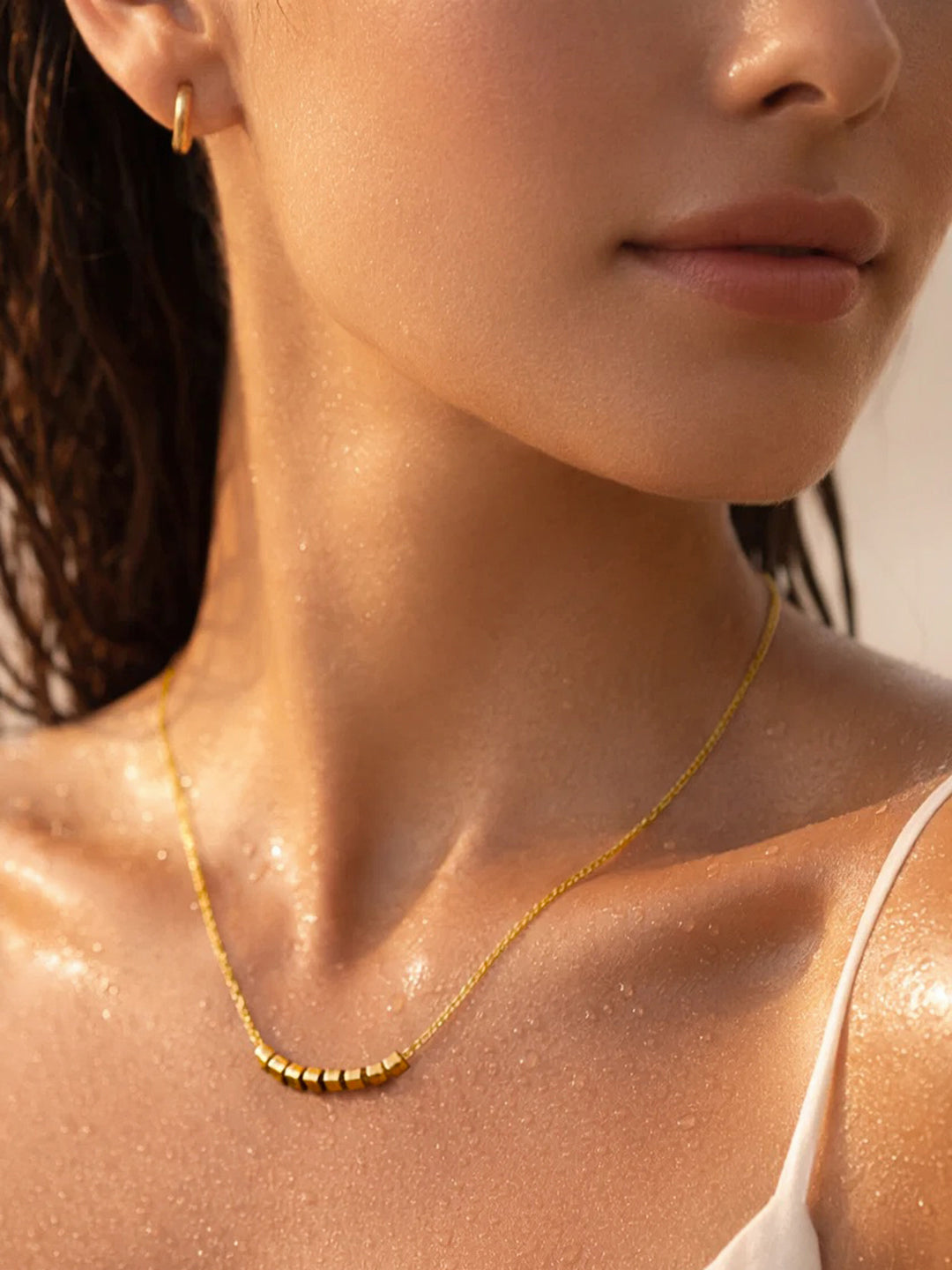 Demifine 18K Gold Plated Stainless steel Disc Charm Chain Necklace