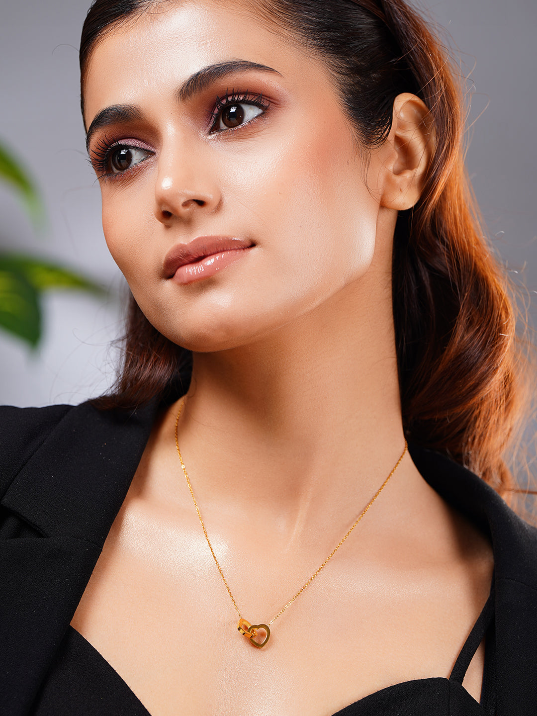 Demifine 18K Gold Plated Stainless steel Endless Love Pendant Chain