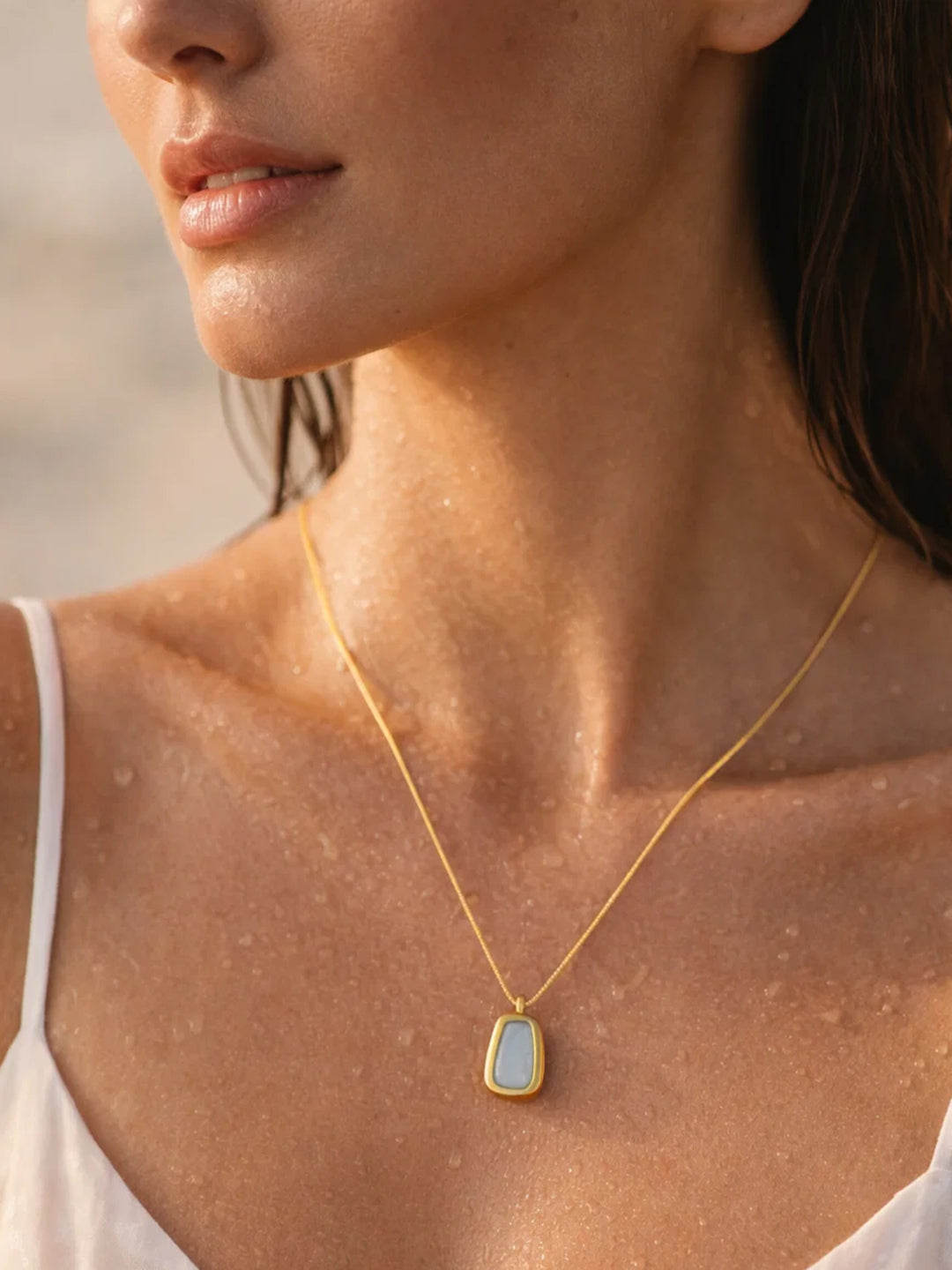 Demifine 18K Gold Plated Stainless steel Irregular Enamel Pendant Necklace