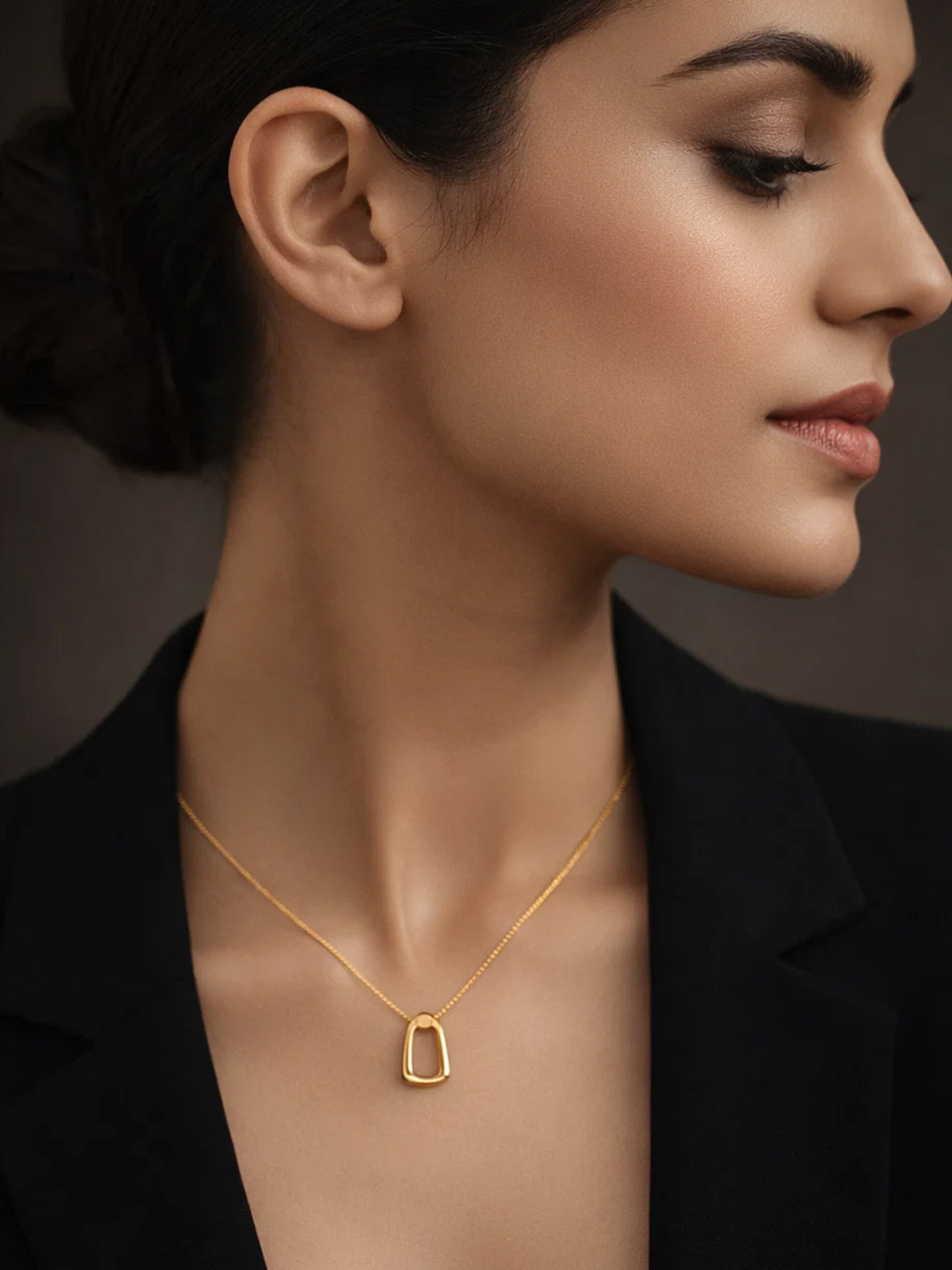 Demifine 18K Gold Plated Stainless steel Hollow Pendant Chain Necklace