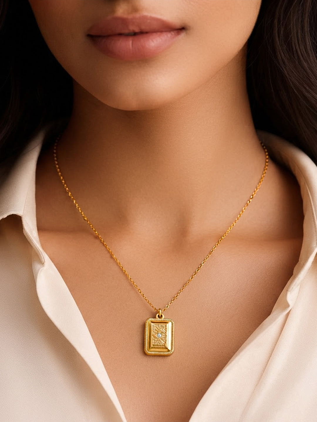 Demifine 18K Gold Plated Stainless steel Minimal Pendant Chain Necklace