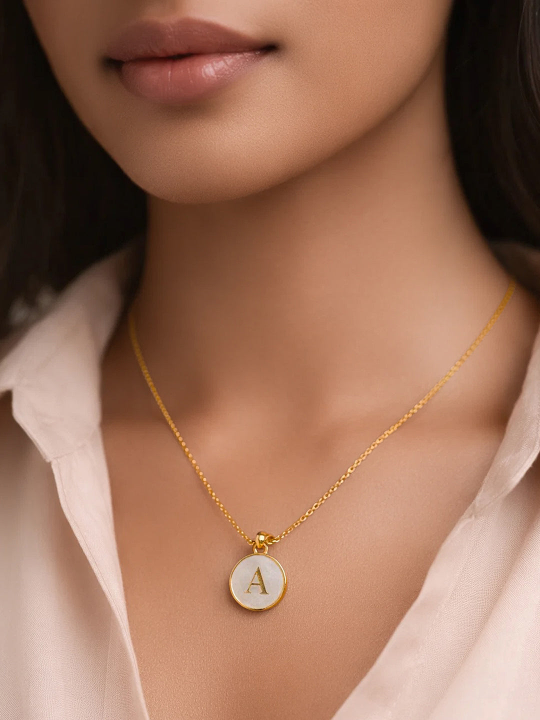 Demifine 18K Gold Plated Stainless steel Minimal A Pendant Necklace