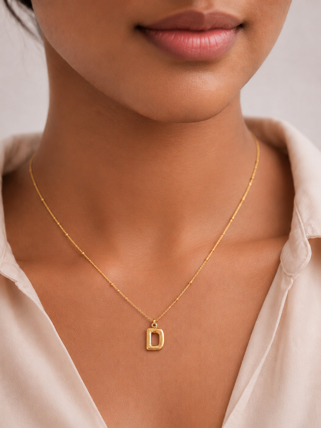 Demifine 18K Gold Plated Stainless steel Minimal Balloon D Necklace