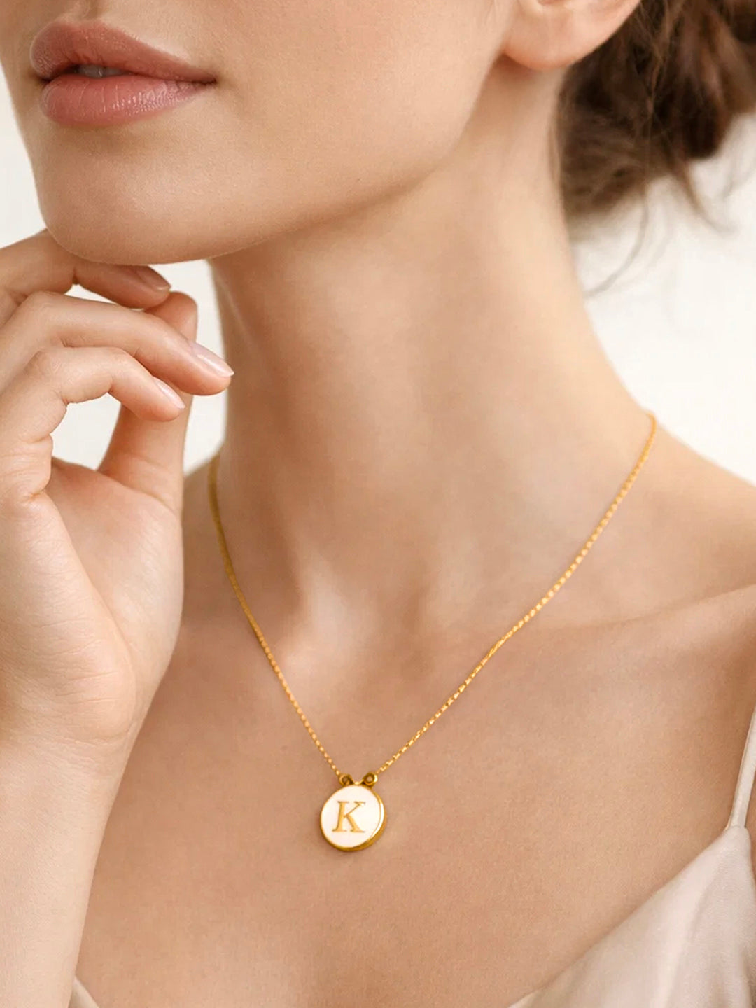 Demifine 18K Gold Plated Stainless steel Minimal K Pendant Necklace