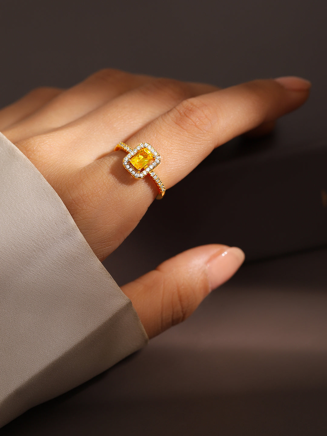 Yellow American Diamond Zirconia Ring