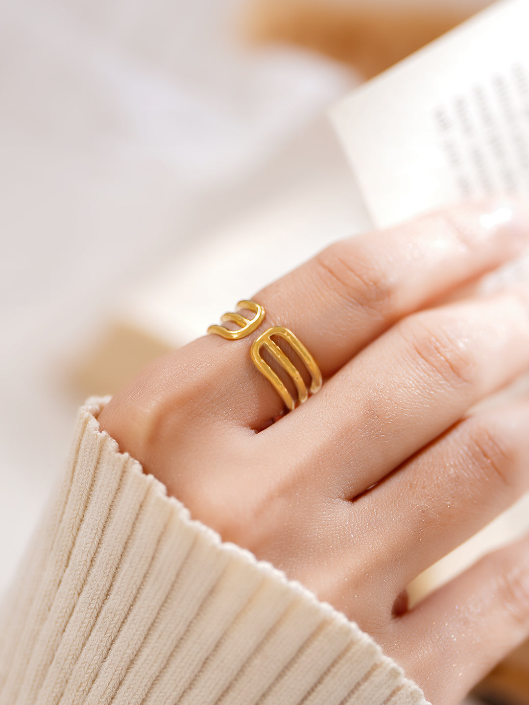 Demifine 18K Gold Plated Stainless steel Minimal Multi Band Ring