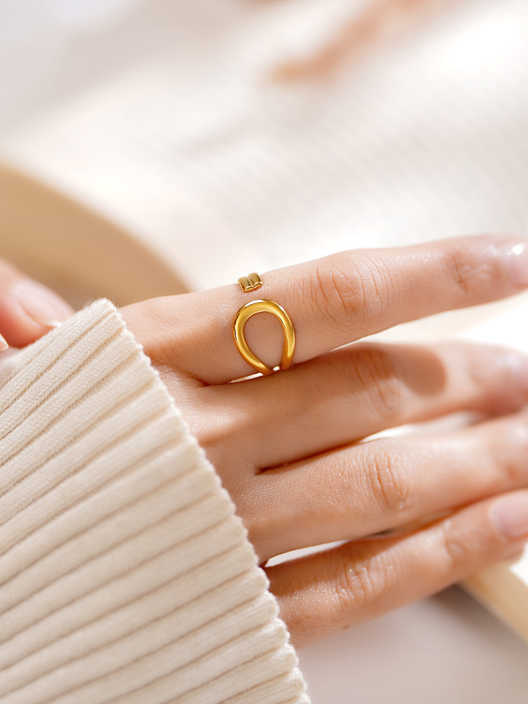 Demifine 18K Gold Plated Stainless steel Fluid Loop Statement Ring