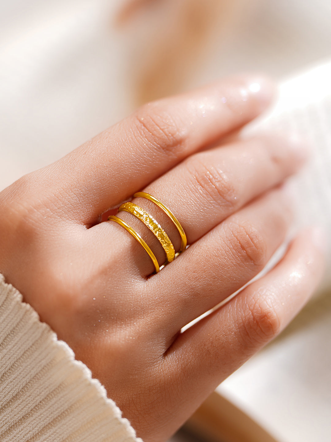 Demifine 18K Gold Plated Stainless steel Everyday Glow Gold Ring