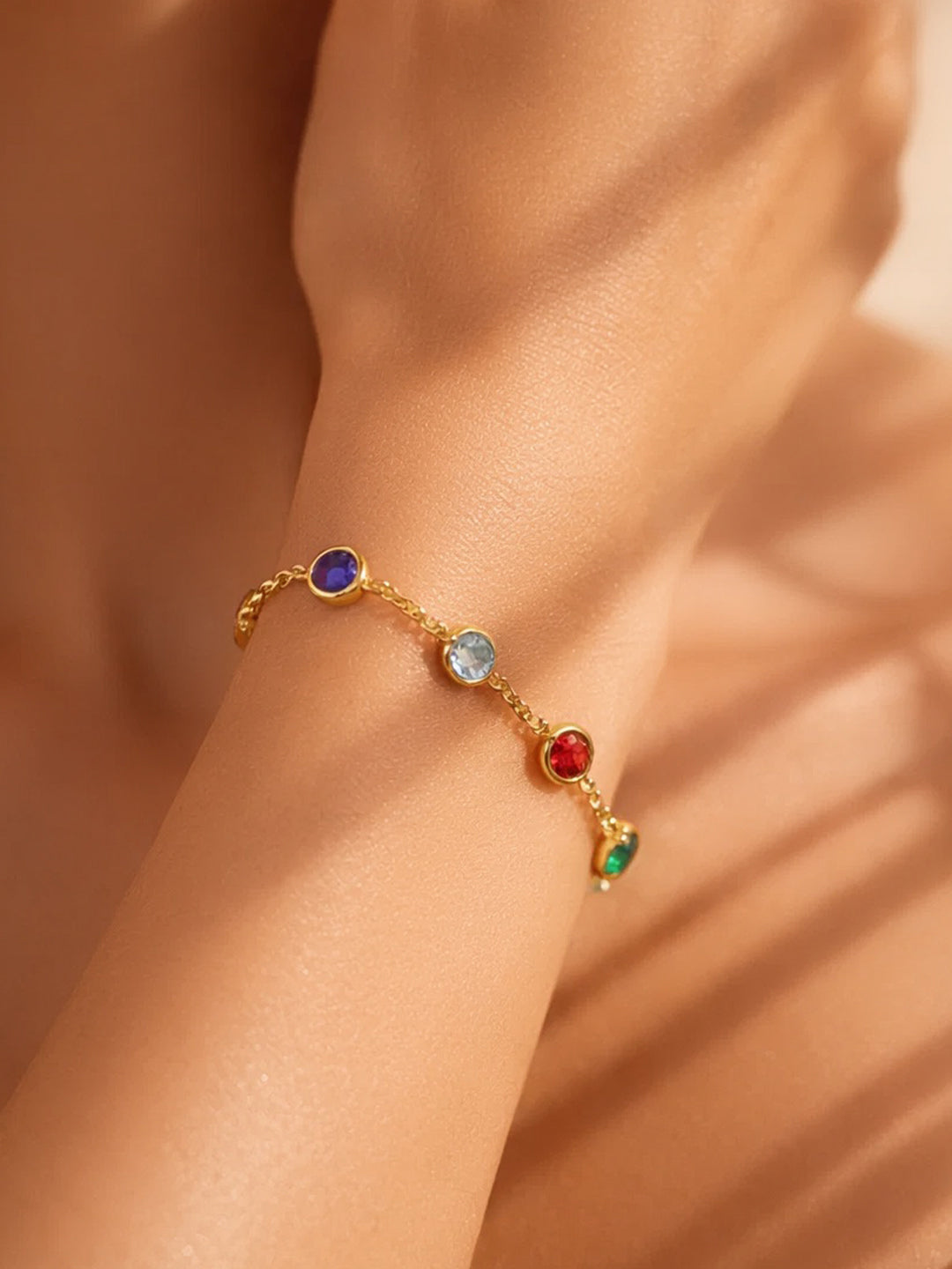 Demifine 18K Gold Plated Stainless steel Multicolor Zircon Chain Bracelet