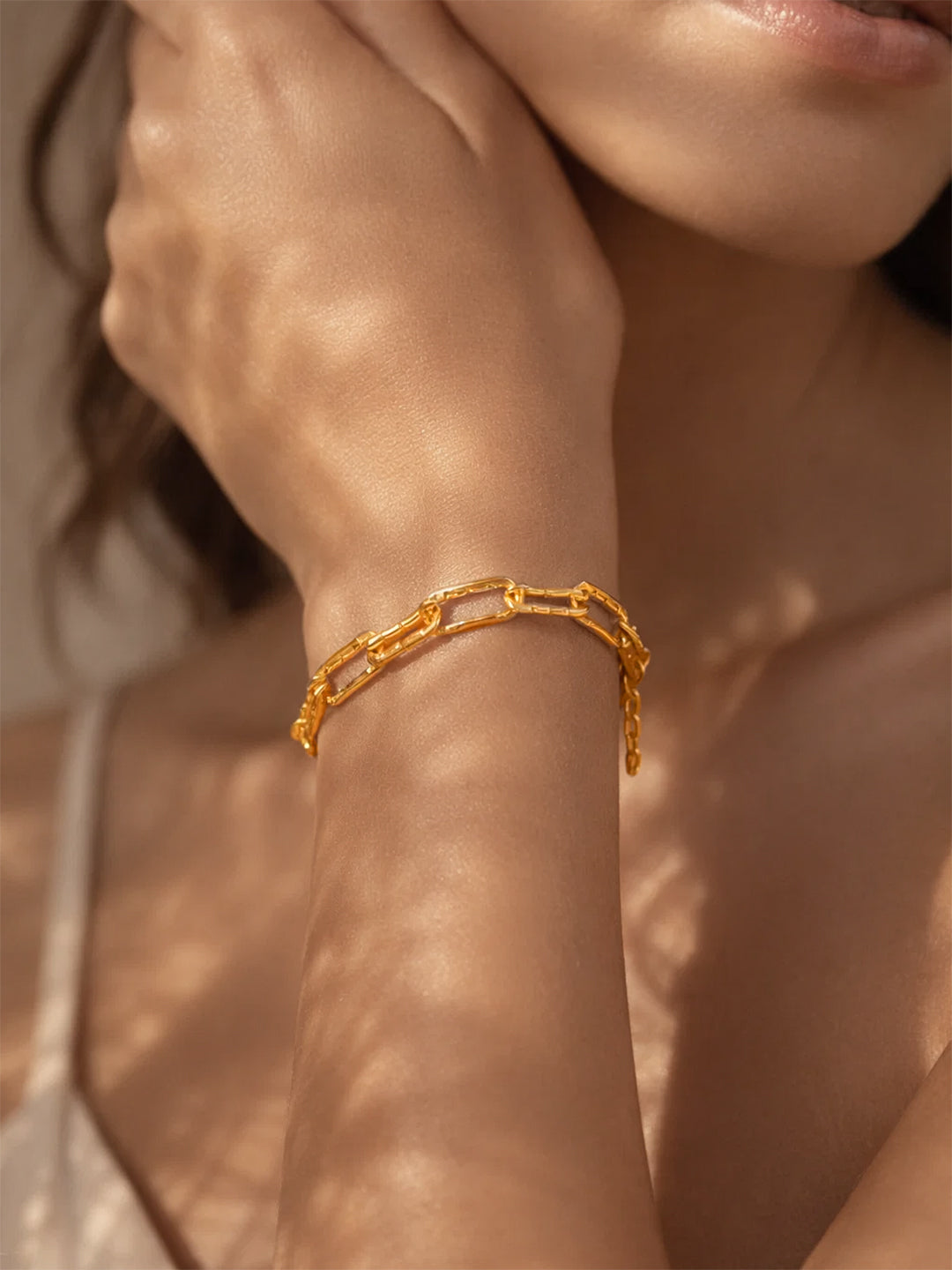 Demifine 18K Gold Plated Stainless steel Link Chain Statement Bracelet