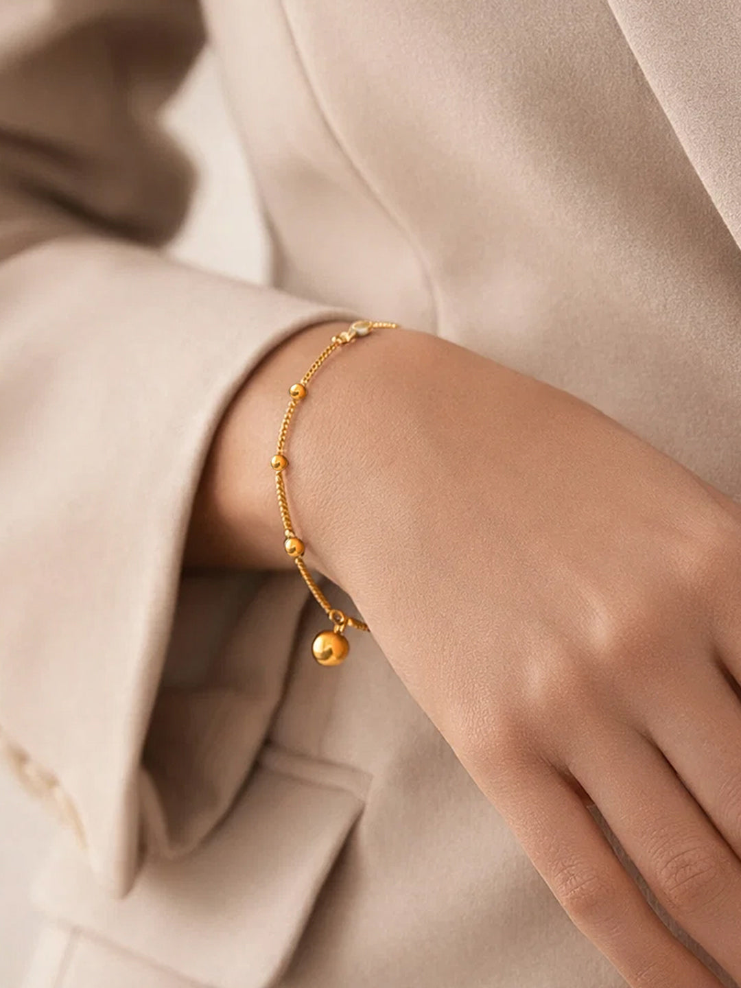 Demifine 18K Gold Plated Stainless steel Dual Chain Disc Charm Bracelet
