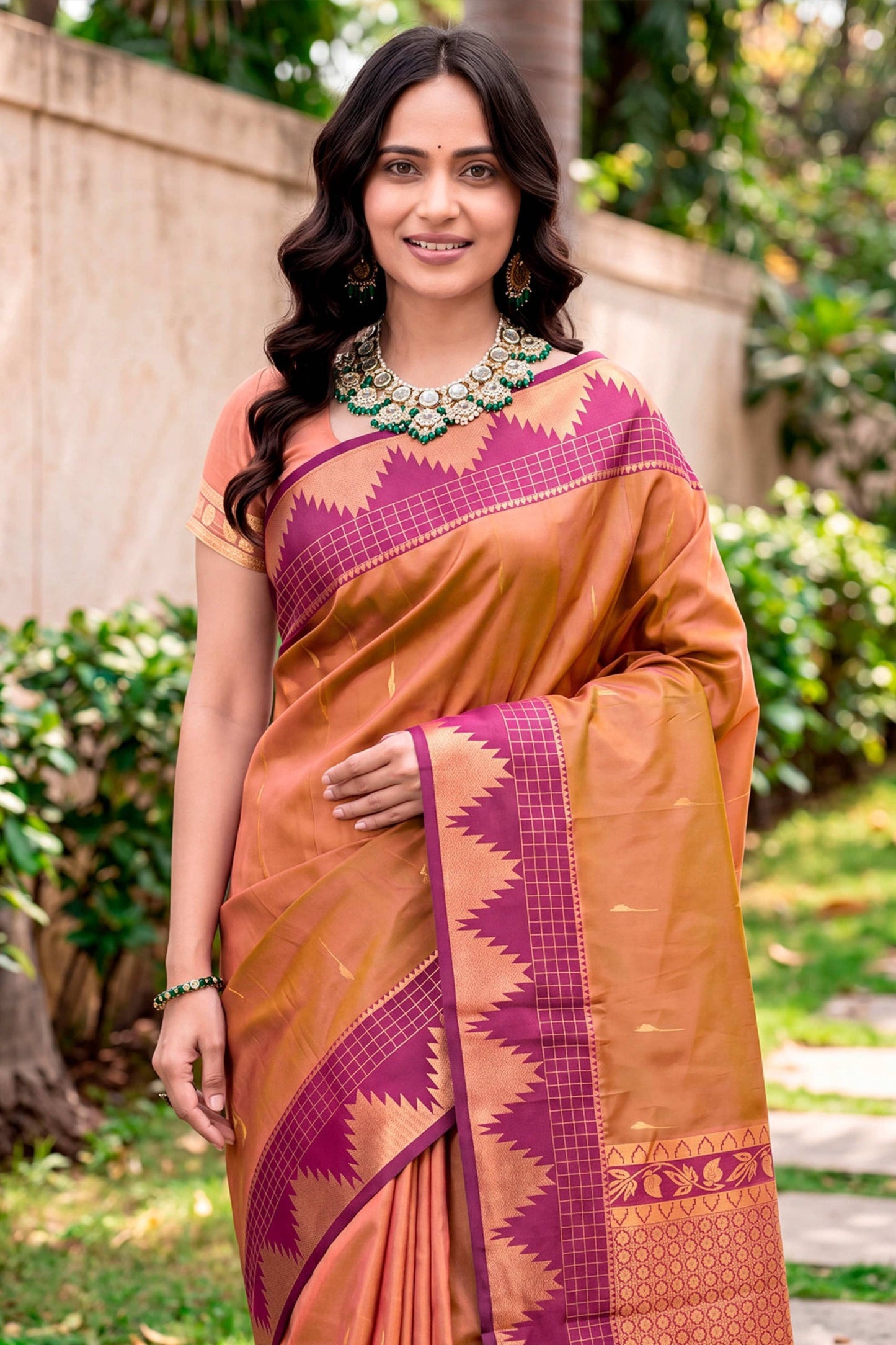 Sangam Prints Copper Brown Silk Woven Work Traditional Saree