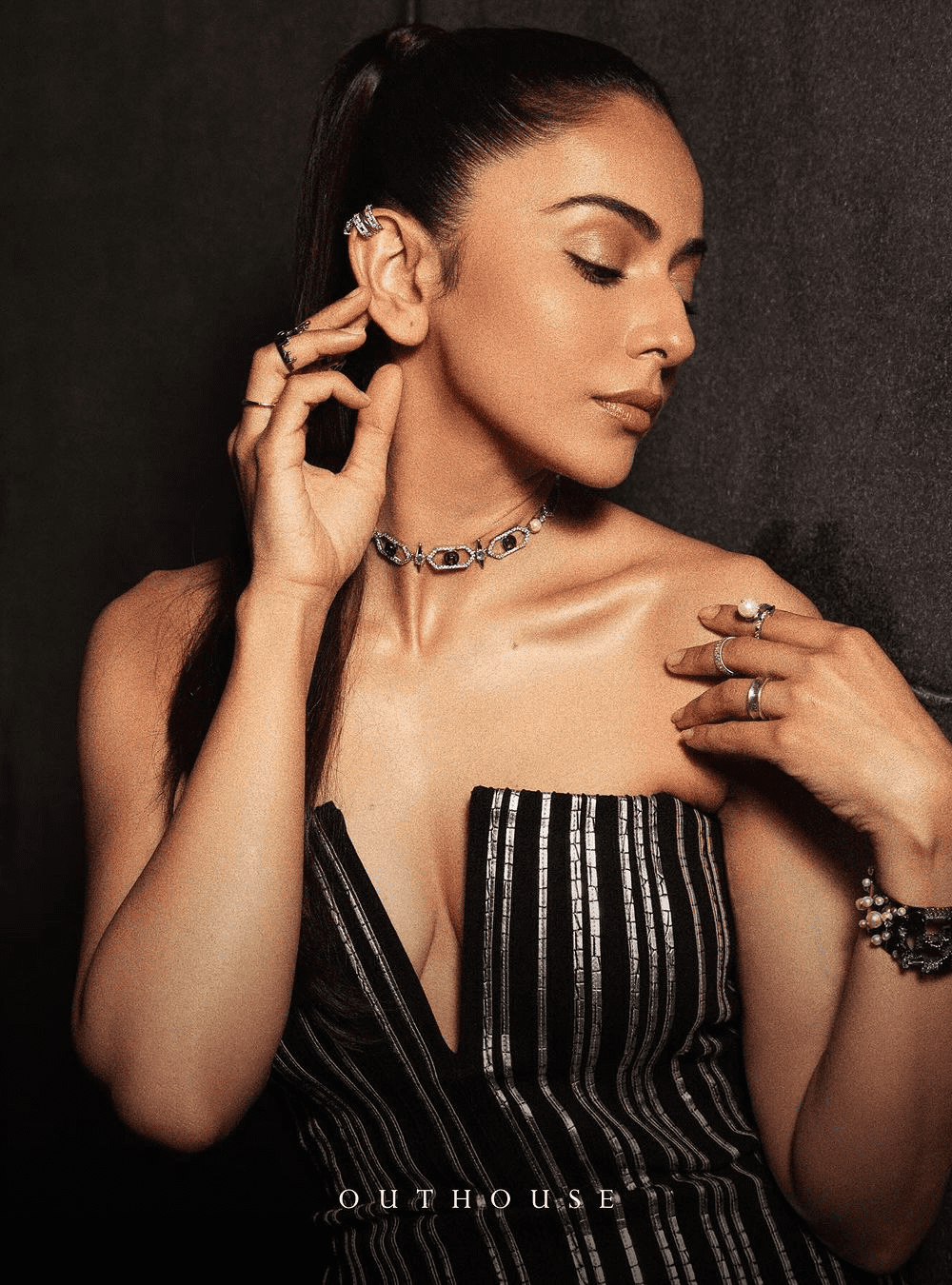Rakul Preet Singh Wearing OH Celeste Sirius Embellished Choker Necklace