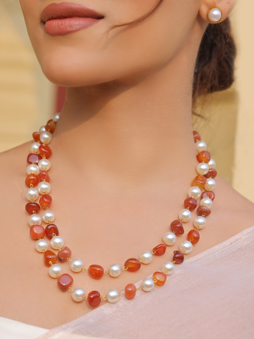 Rose Pearl Necklace Set