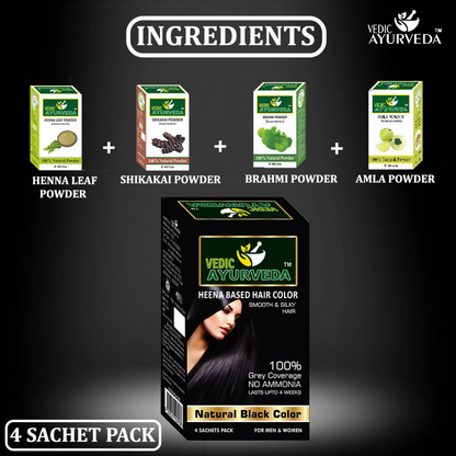 VedicAyurveda Natural Pure Henna Based Hair Color - Natural Black