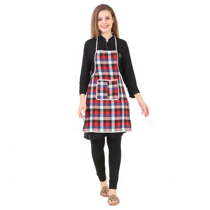 Glun Waterproof Cotton Kitchen Apron With Front Pocket-Multicolour (Pack of 2)