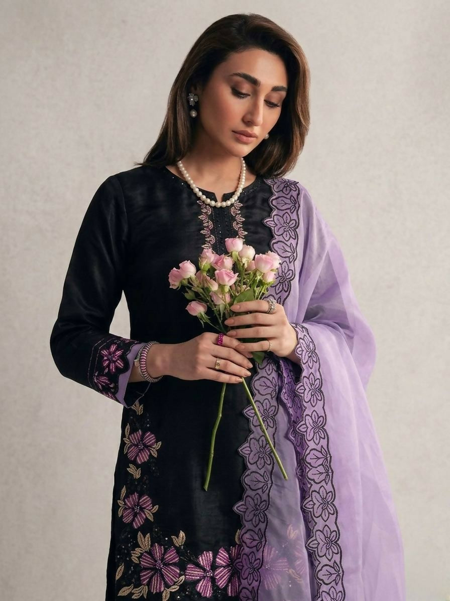 Teeya Creation Women's Fancy Stylish Heavy Embroidery Sequence Work With Rivet Moti Work Lavender Kurta Set
