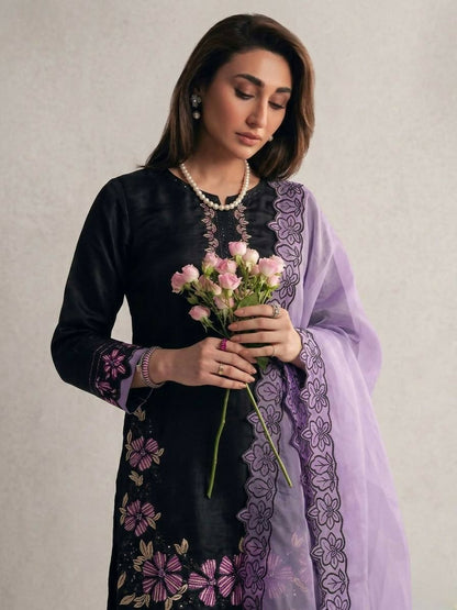 Teeya Creation Women's Fancy Stylish Heavy Embroidery Sequence Work With Rivet Moti Work Lavender Kurta Set