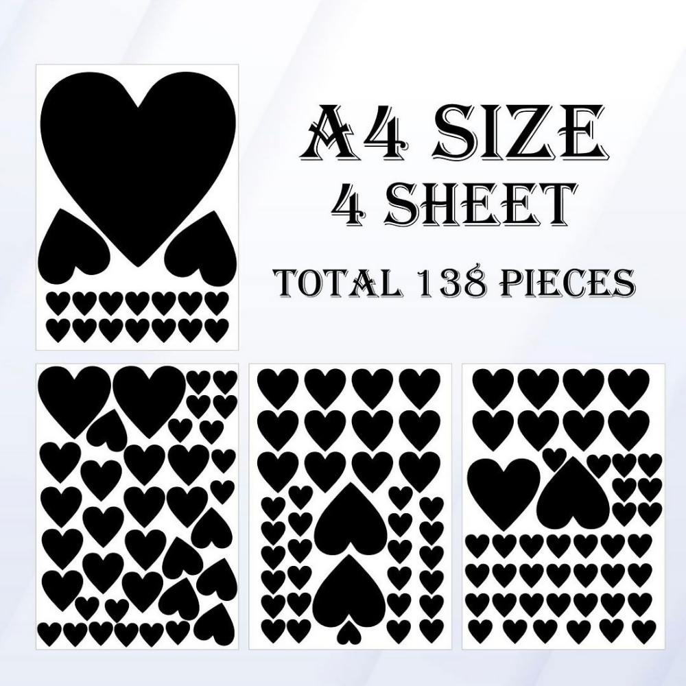 CVANU Cute Loving Heart Shape Pattern Vinyl Wall Art Self-Adhesive Durable Stickers