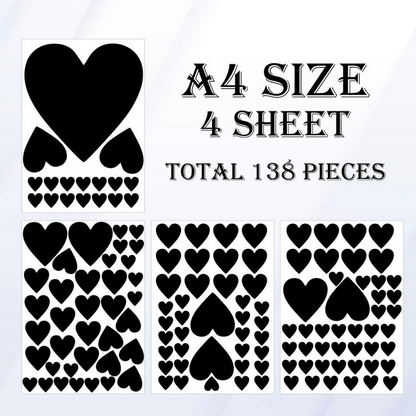 CVANU Cute Loving Heart Shape Pattern Vinyl Wall Art Self-Adhesive Durable Stickers