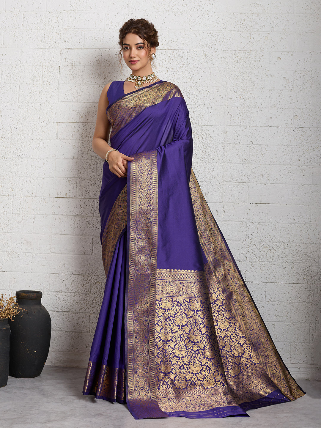Dwija Fashion Women'S Party Wear Zari Weaving Silk Designer Saree With The Unstitched Blouse-Royal Blue