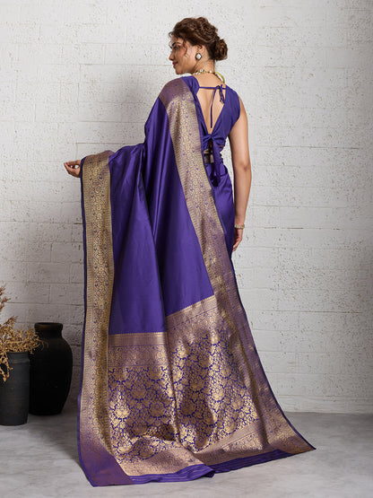 Dwija Fashion Women'S Party Wear Zari Weaving Silk Designer Saree With The Unstitched Blouse-Royal Blue